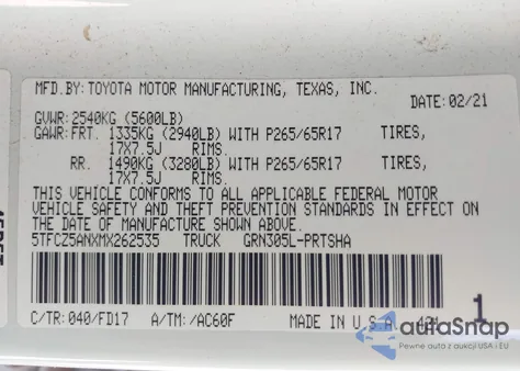 2021 Toyota Tacoma Trd Sport from USA, damaged, VIN 5TFCZ5ANXMX262535